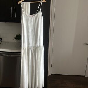 Dalia White Maxi Slip Dress with Gathered Skirt